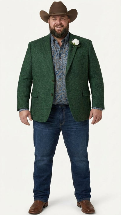 Men’s Green Western Blazer Jacket – Classic Cowboy Style Sport Coat for Wedding, Party and Formal Events