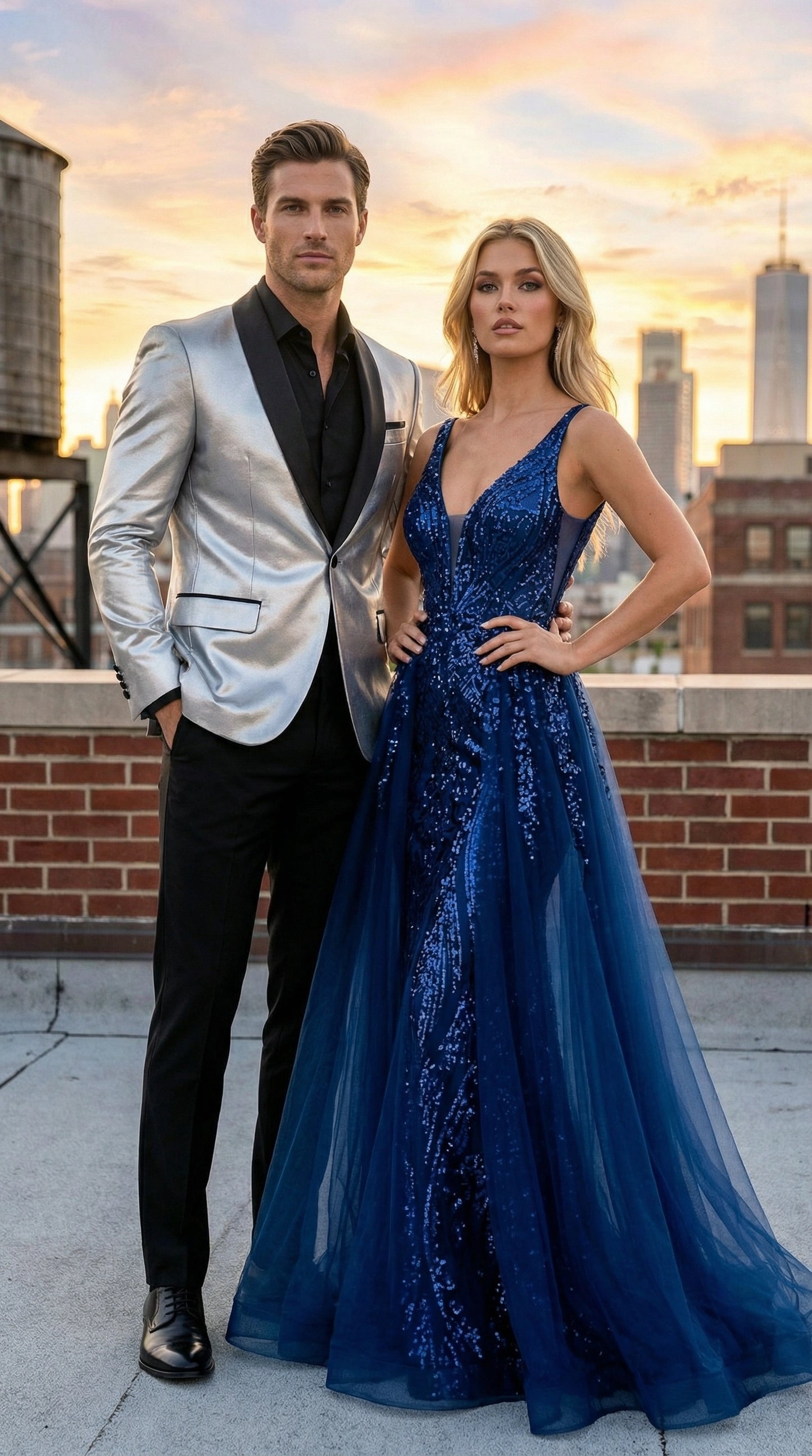 Men’s Shiny Silver Blazer with Black Lapel – Luxury Metallic Formal Jacket for Party, Evening and Special Events