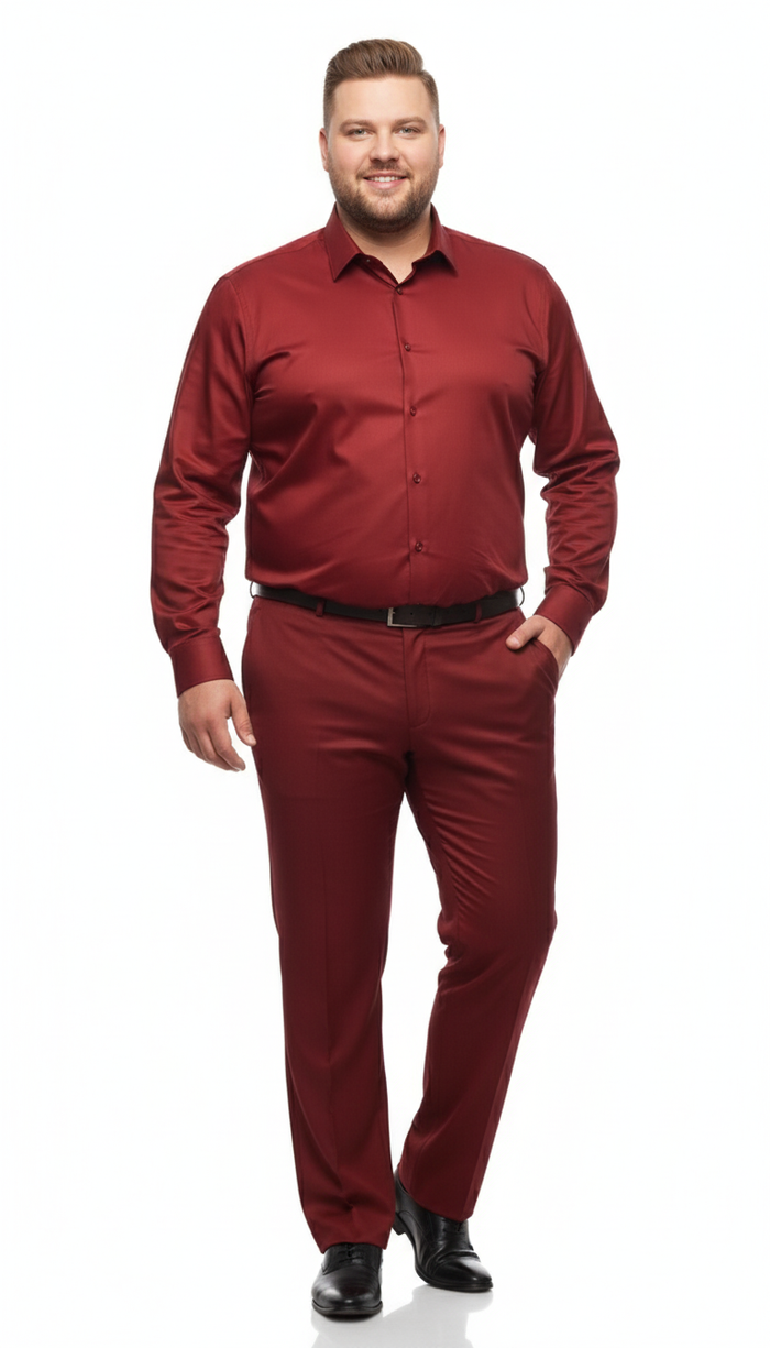 Mens Red Satin Dress Shirt  Luxury Long Sleeve Formal Shirt for Parties, Weddings, and Business Wear