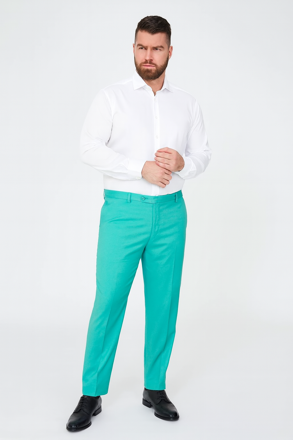 Mens Aqua Dress Pants  Slim Fit Stylish Formal Trousers for Parties and Casual Wear in Turqoise Color