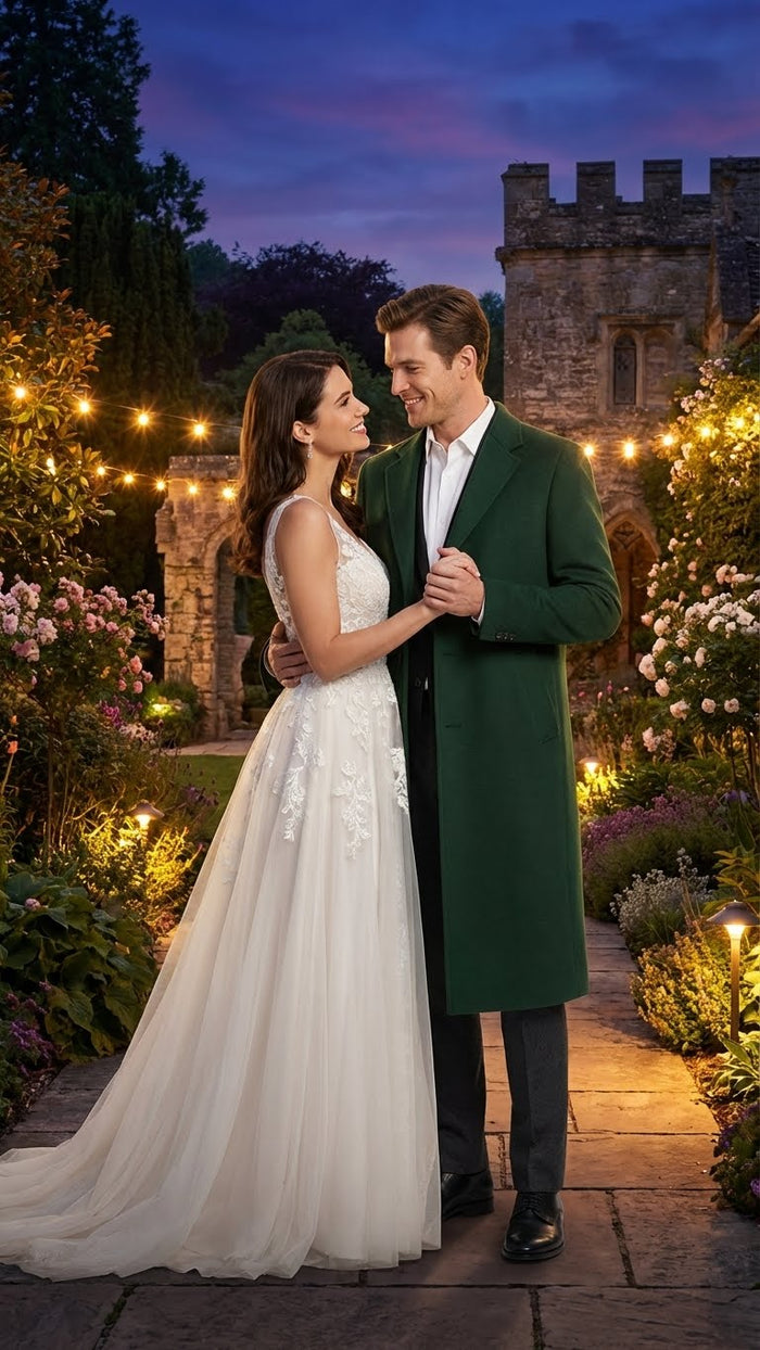 Mens Hunter Green Full-Length Wool Overcoat  Classic Winter Dress Coat for Formal and Casual Wear Topcoat Mens Wintercoat
