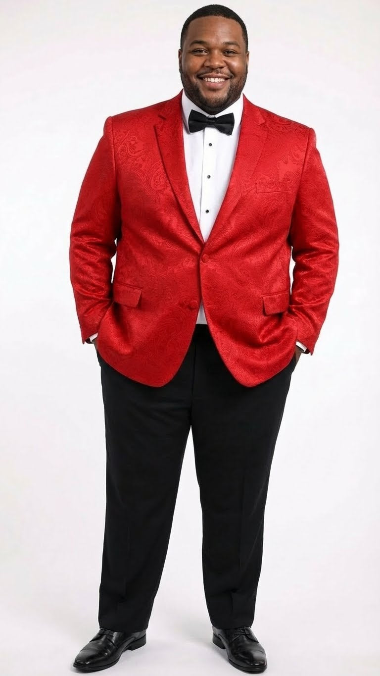 Mens Red Paisley Velvet Blazer - Christmas new year Sport Coat Jacket - Prom 2026 Collection