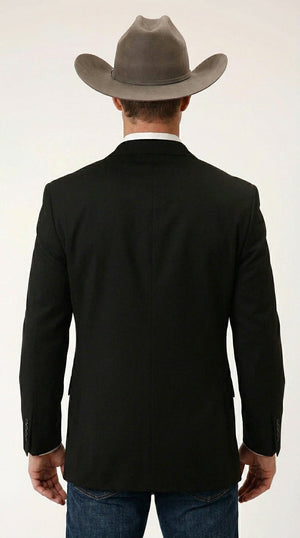 Men’s Black Linen Western Cowboy Blazer – Lightweight Formal Blazer Jacket for Wedding - Country Summer Jacket