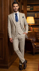 mens-beige-with-blue-pinstripe-three-piece-suit-with-vest-by-rossiman-vested-peak-lapel-in-tan-stripe-1920s-style