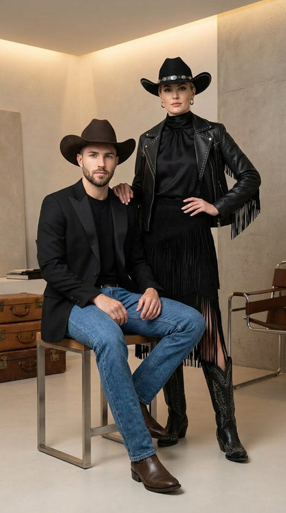 Men’s Black Western Blazer – Peak Lapel Cowboy Jacket Sport Coat