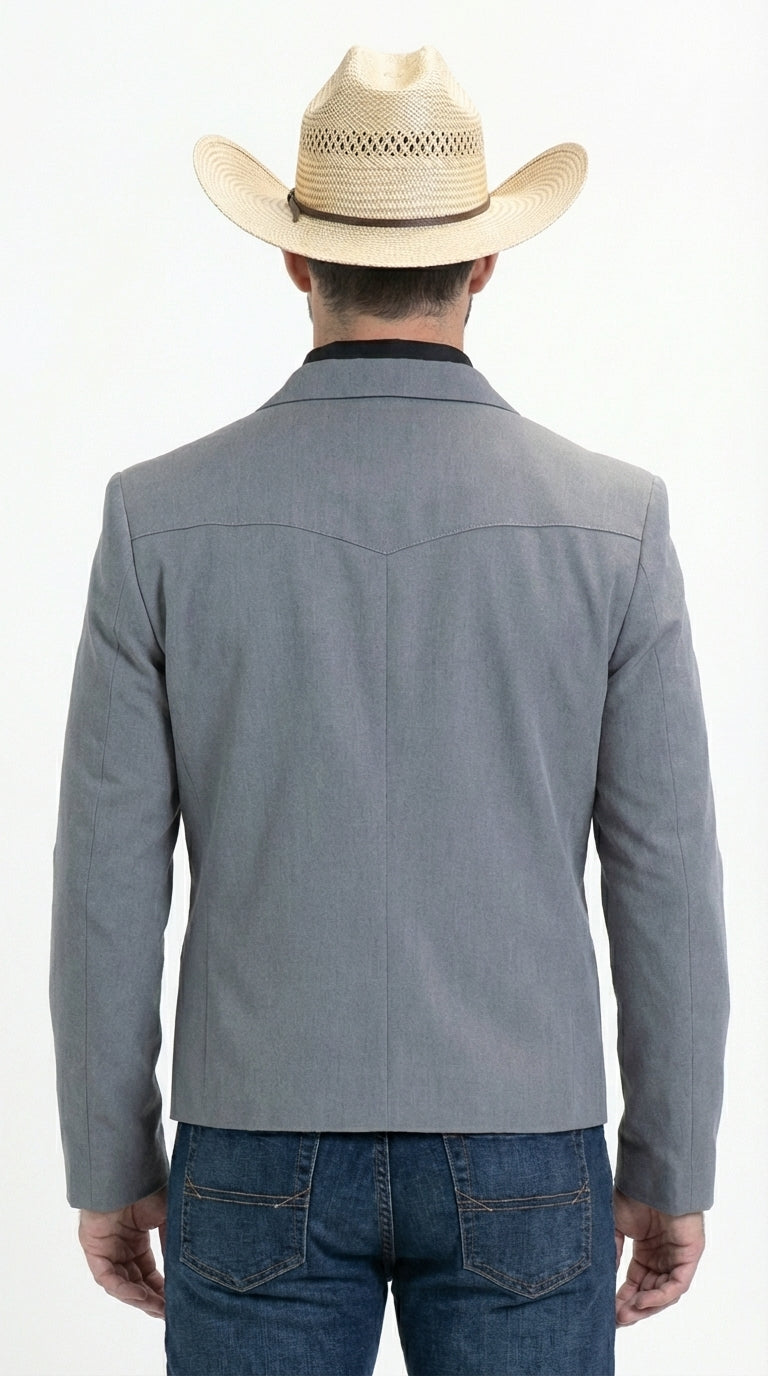 Mens Gray Western Blazer Set – Cowboy Style Jacket and Pants Outfit Classic Country Western Suit