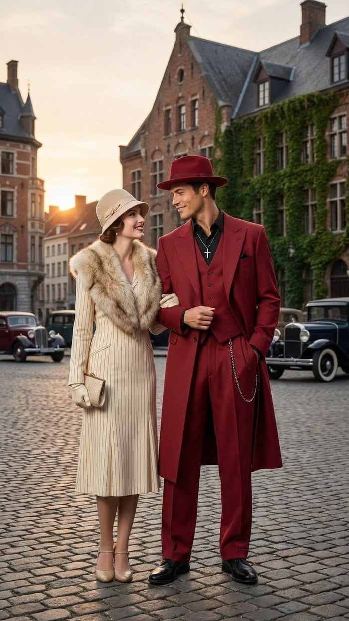 Men's 1920s Red Zoot Suit - Long Mafia Gangster Three-Piece Vintage Outfit Zuit Pachuco Style