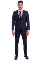 mens-skinny-fit-two-button-plaid-suit-with-low-cut-vest-blue-brown