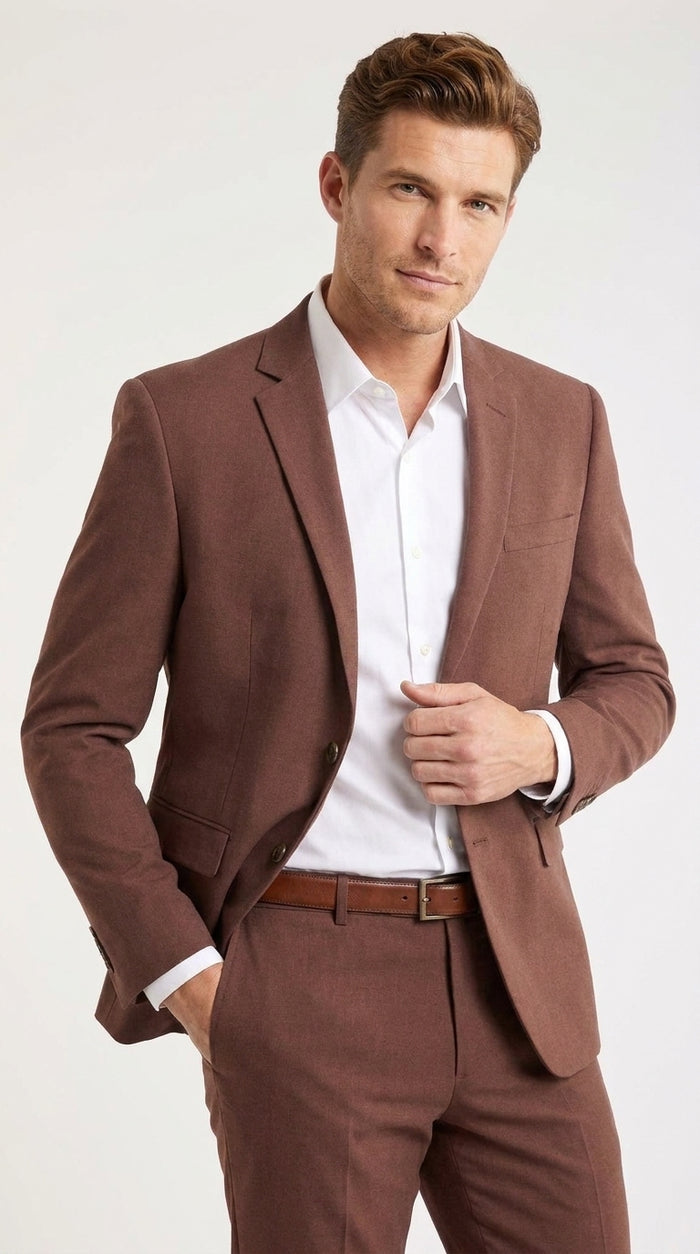 Men’s Coffee Brown 2-Piece Suit – Classic Two-Button Wedding, Business and Formal Suit