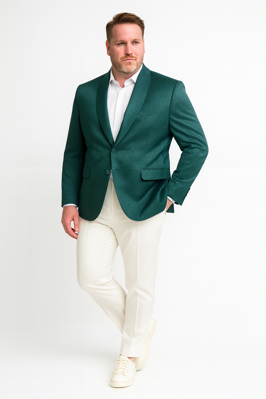 Mens Teal Green Floral Jacquard Blazer  Slim Fit Tuxedo Jacket for Weddings, Proms, and Parties
