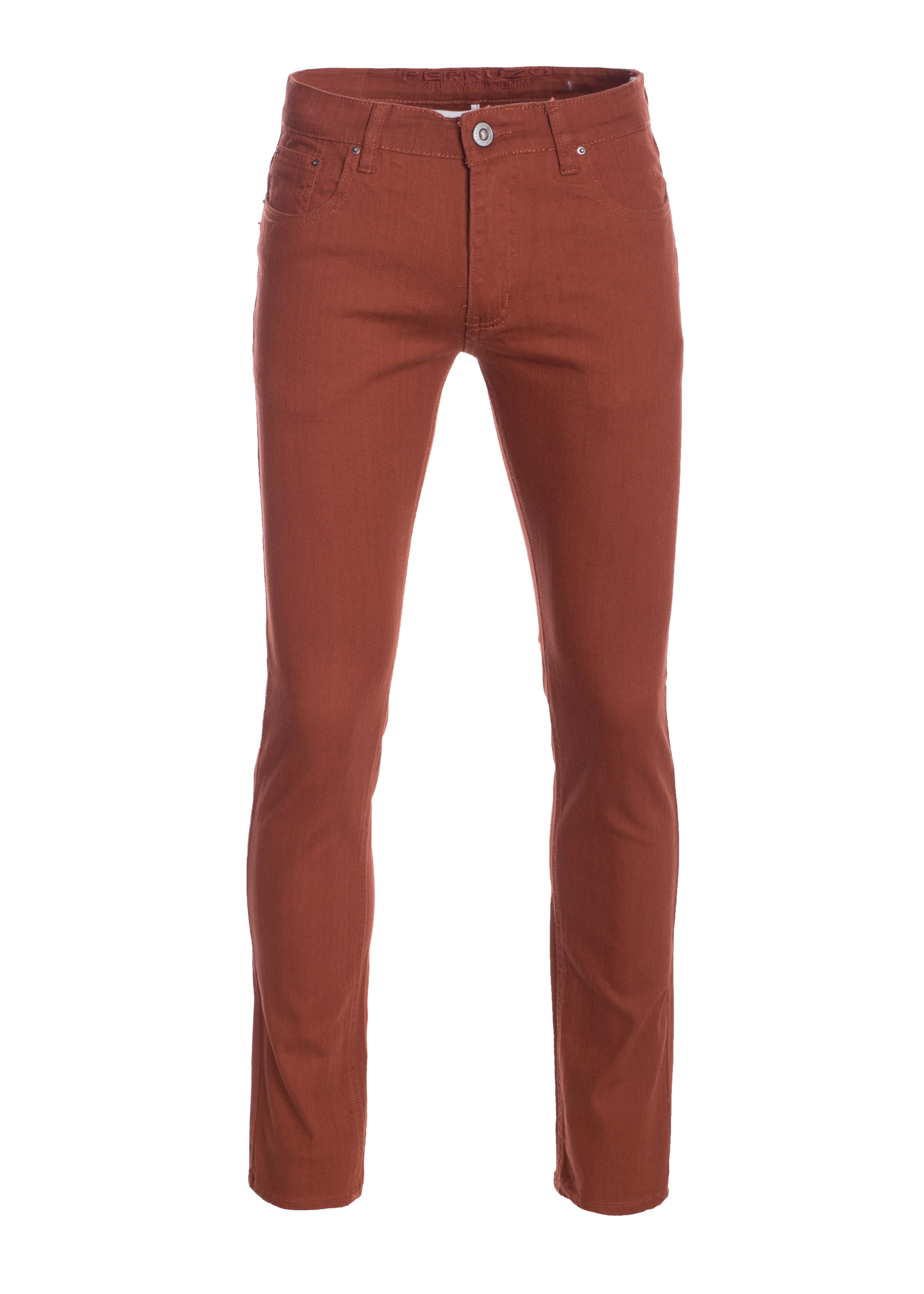 28x30 Skinny Jeans with tonal fabric, in Rust color