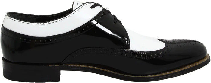 Mens 1920s Gangster Wingtip Dress Shoes - Black and White