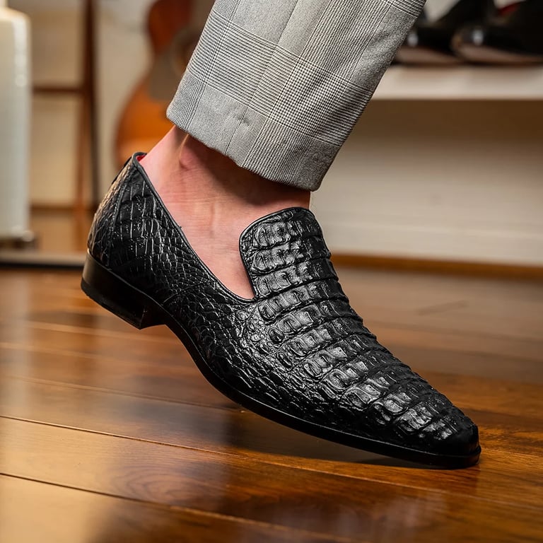 Marco Di Milano Trento Black Genuine Caiman Crocodile Slip-On - view 6