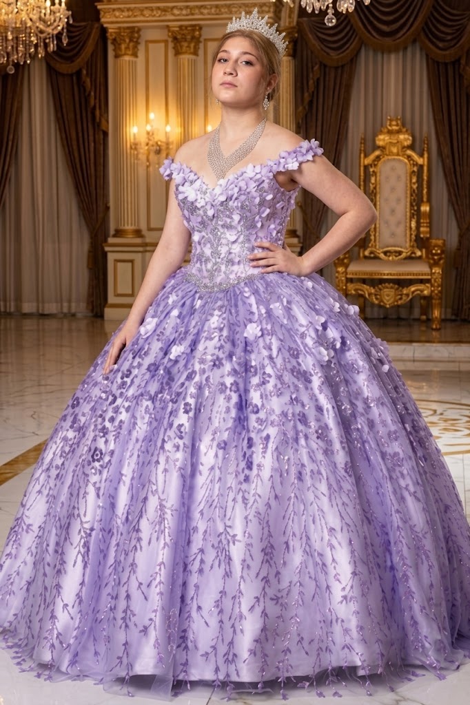 3D Floral Off Shoulder Ball Gown by Calla WB21550