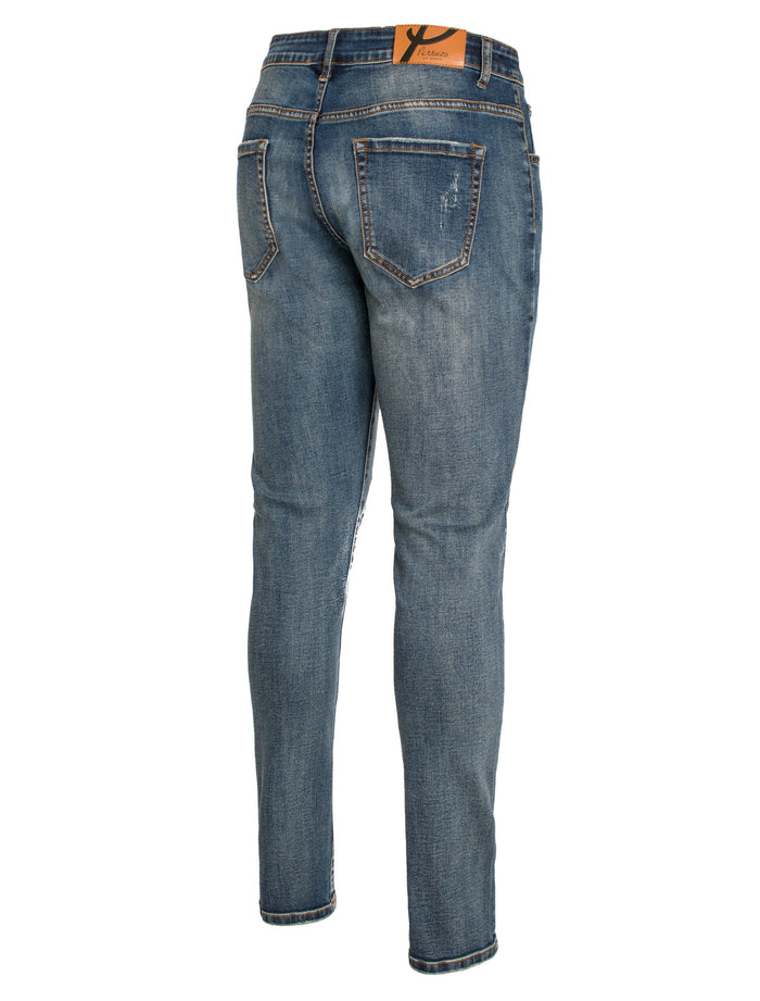PX Jean with Quilted pleather patches in In Indigo