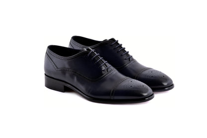 C0001103-7960 Perforated Cap toe lace up- Navy