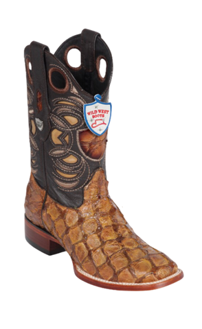 Bota de Pirarucu Original Horma Punta Cuadrada Wild West