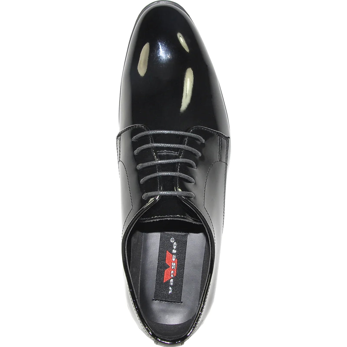 Bravo Mens Classic Plain Toe Shiny Patent Tuxedo Oxford Dress Shoe in Black