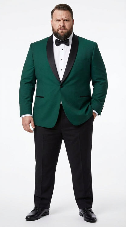 Men’s Emerald Green Tuxedo Jacket with Black Satin Shawl Lapel | Prom Dinner Blazer