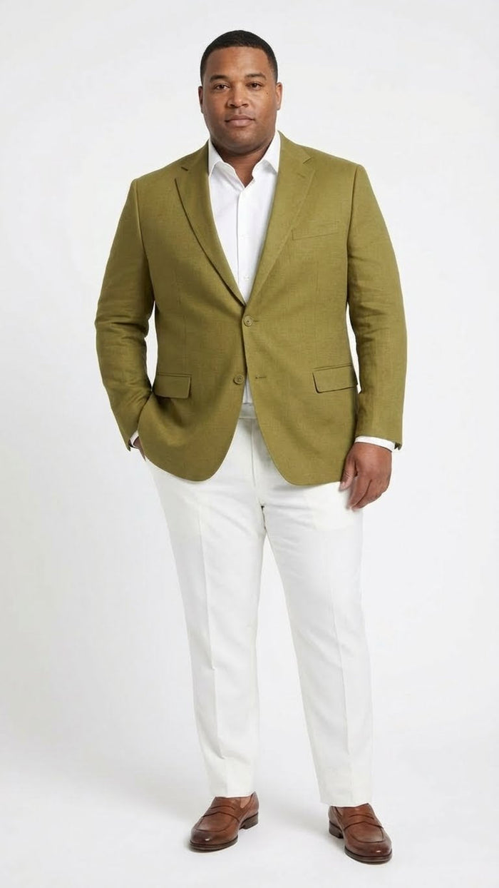 Mens Olive Green Blazer Sport Coat - Fabric Summer in pistachio sage green