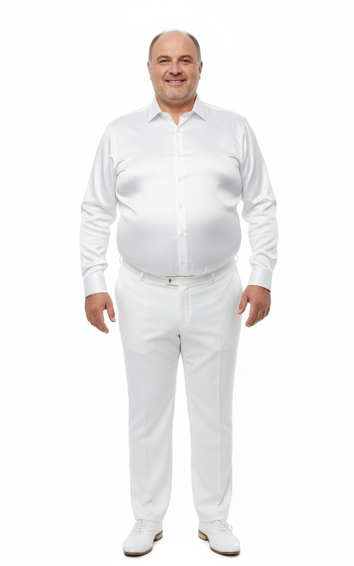 Mens White Satin Dress Shirt  Classic Long Sleeve Formal Shirt for Weddings, Parties, and Business Wear