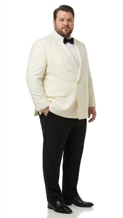 Mens Ivory Double-Breasted Shawl Lapel Tuxedo Jacket | Premium Formal Dinner Jacket for Weddings and Black-Tie Events