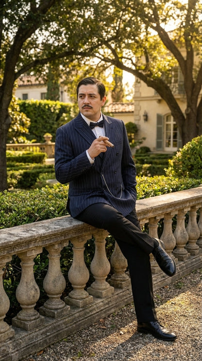 Men’s Black Pinstripe Blazer Gomez Addams Inspired Jacket – Vintage Double Breasted Formal Blazer, Classic Party Costume Wear, Elegant Evening