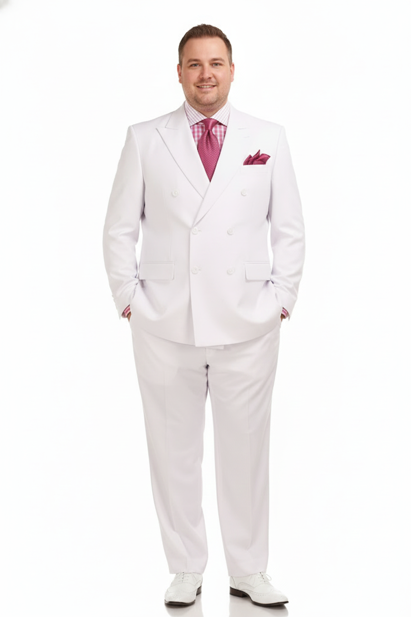 Men’s White Double-Breasted 3-Piece Suit Set – Premium Tailored Fit Formal Wedding and Evening Suit