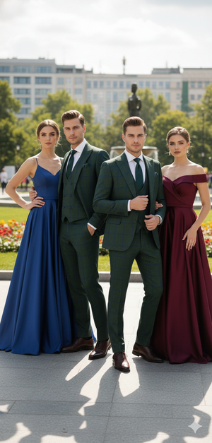 Mens Green Plaid 3-Piece Suit  Classic Check Slim Fit Suit for Weddings, Church, and Formal By Rossiman