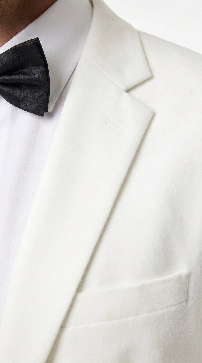Men’s White Tuxedo Jacket – Two-Button Formal Dinner Blazer for Weddings, Prom and Events
