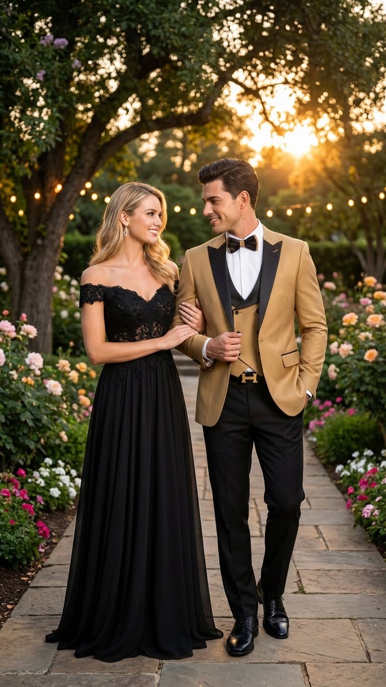 Men's Dark Camel Tan Khaki and Black Great Gatsby Tuxedo Suit – Vintage 1920s Formal Wedding, Party and Event Wear