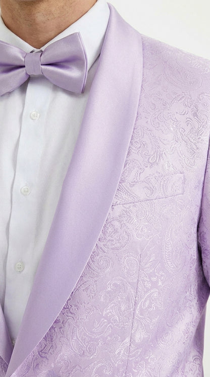 Men’s Lavender Paisley Prom Tuxedo Jacket, Lavender Wedding Formal Blazer
