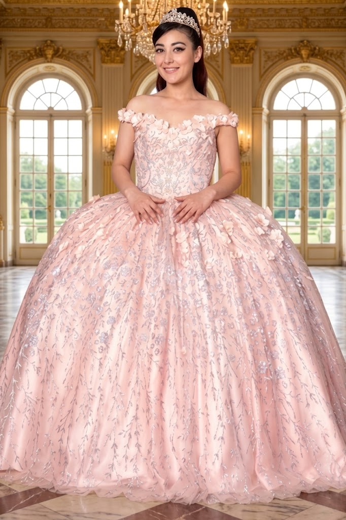 3D Floral Off Shoulder Ball Gown by Calla WB21550