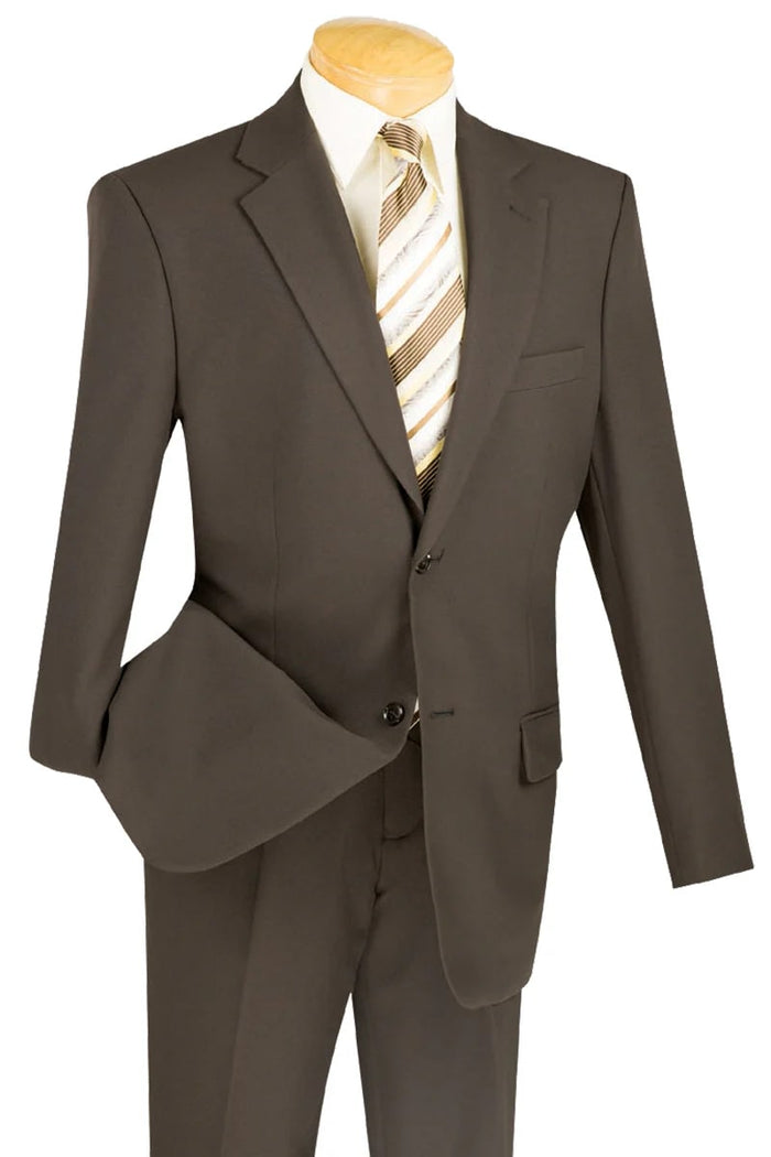 Mens Brown Classic Fit Poplin Suit