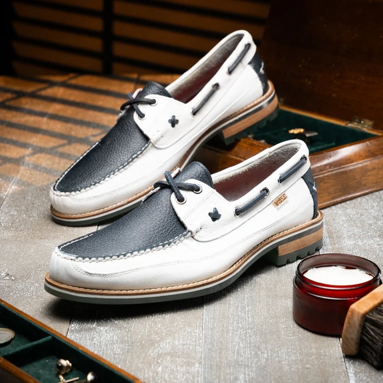 Marco Di Milano Amalfi Navy / White Premium Calf Leather Boat Shoes - view 7