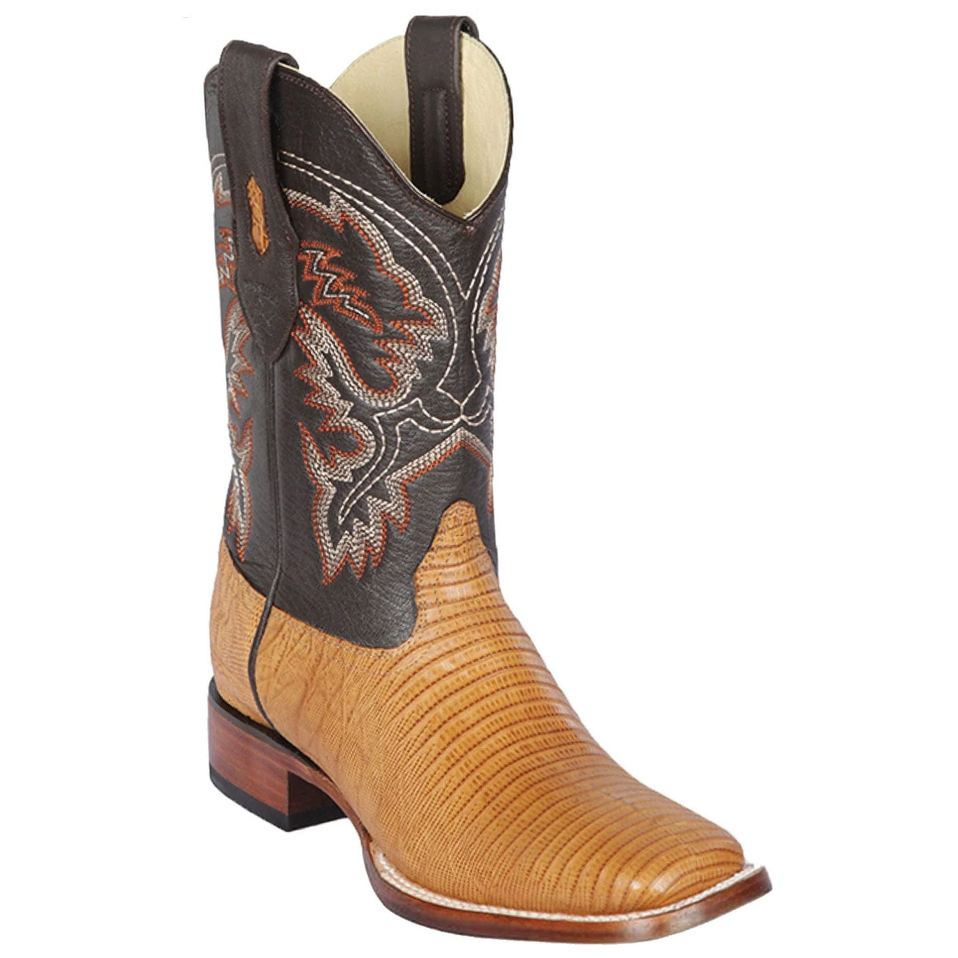 Antique Saddle Lizard Square Toe Boots