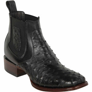 Mens Short Black Ostrich Boots