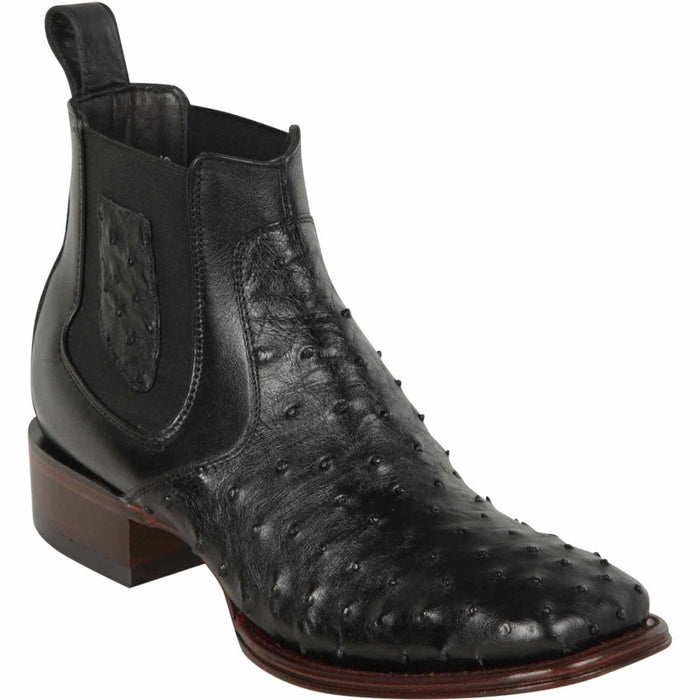 Mens Short Black Ostrich Boots