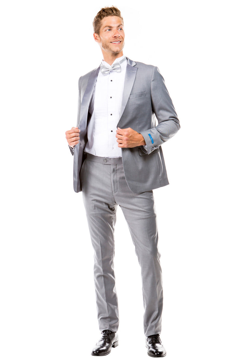 "Men's Slim Fit Two Button Wedding Tuxedo - Light Grey Prom 2025 Suit"