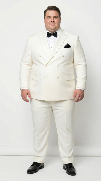 Men’s ivory Cream Double Breasted Suit – Classic Formal Tuxedo Style Suit for Weddings off White Color