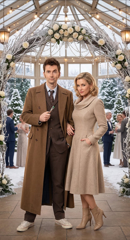 Men’s Brown Cotton Trench Coat Doctor Who 10th Doctor Inspired Long Coat – Classic Gabardina Style Overcoat, Vintage Winter Costume Jacket