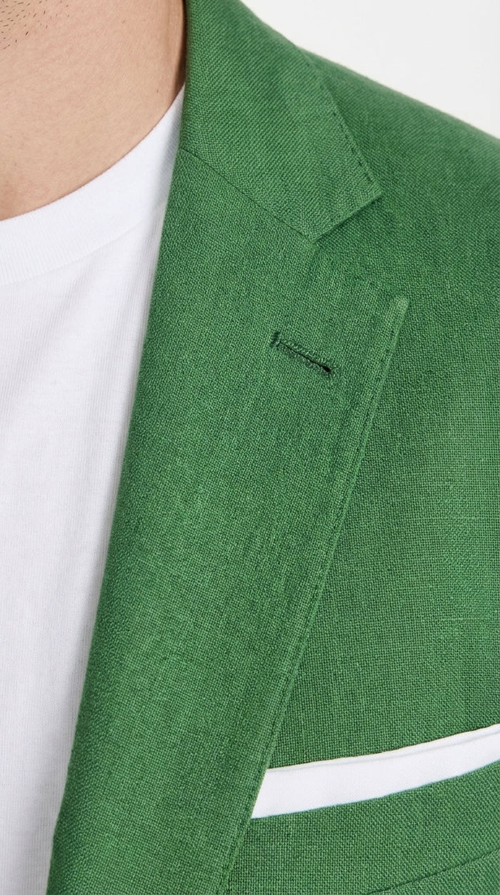 Men’s Emerald Green Suit Set – Lightweight Summer Blazer and Pants, Casual Formal Summer Suit, Breathable Wedding Party Outfit