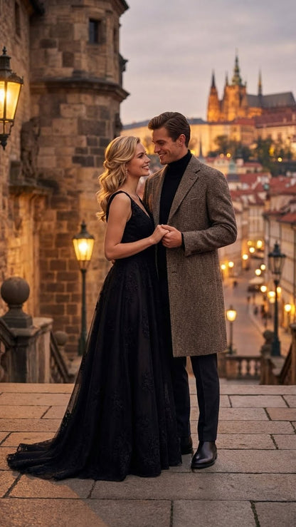 Mens Black & Grey  Herringbone Tweed Wool Blend Overcoat  Classic Single-Breasted Winter Blazer Carcoat