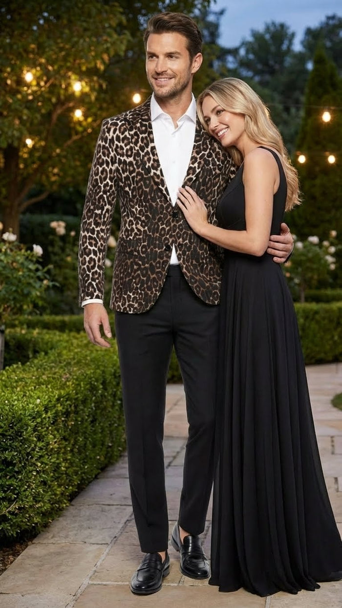 Men's Leopard Print Blazer - Slim Fit Statement Jacket for Evening, Party, and Fashion Wear