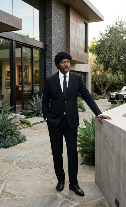 Mens Black Blazer – Jules Winnfield Inspired Pulp Fiction Style Classic Formal Blazer for Men Vintage Retro Jacket