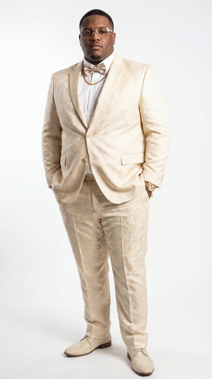 Men's Ivory & Gold Floral Paisley Prom Tuxedo