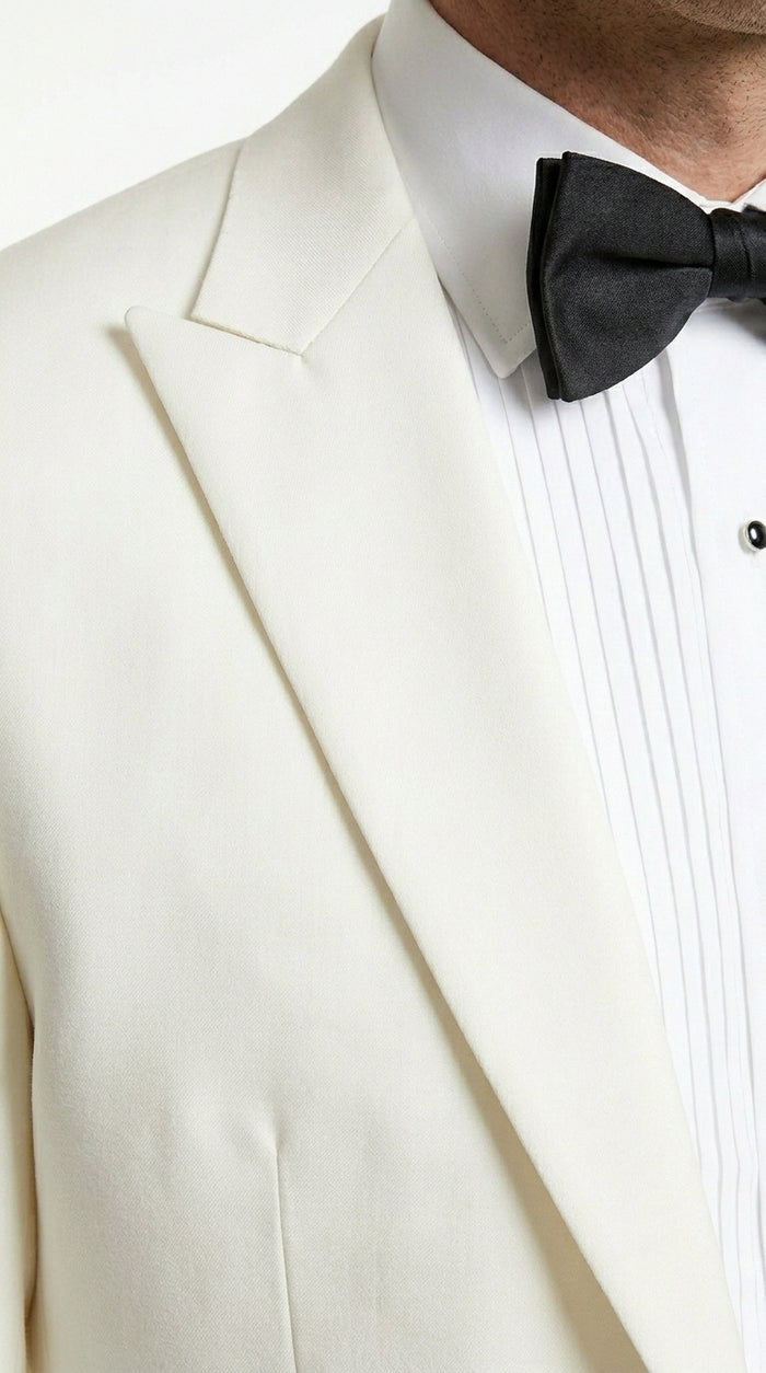 Men’s Ivory White Formal Dinner Suit Set with Jacket and Pants, Classic Wedding Tuxedo Style