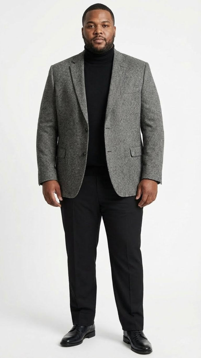 Men's Grey Tweed Herringbone Sport Coat - Gray Men's Blazer Suit Jacket