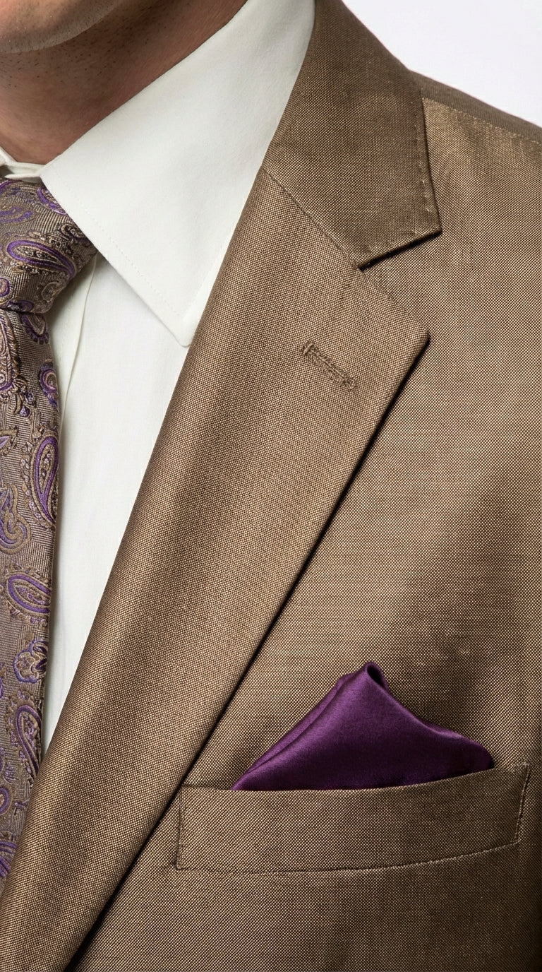 Mens Gold Brown Tan Beige Khaki Bronze Formal Suit – Luxury Metallic Finish Wedding and Prom Suit for Men