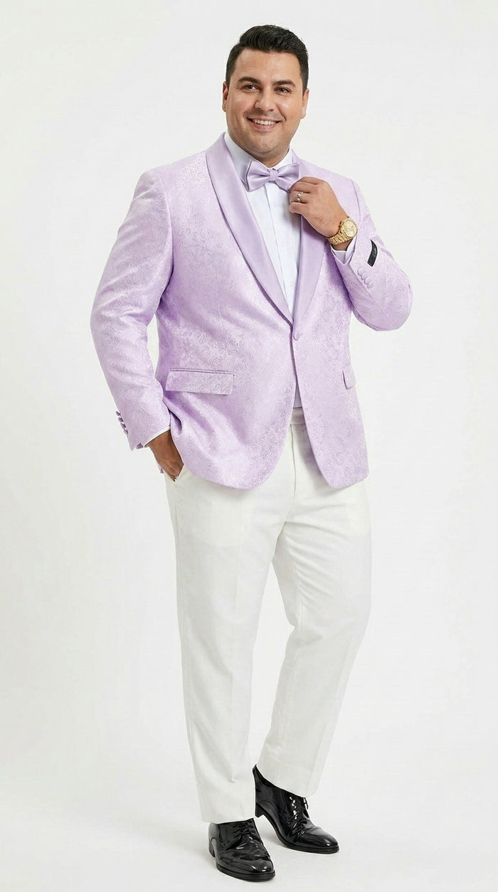 Men’s Lavender Paisley Prom Tuxedo Jacket, Lavender Wedding Formal Blazer